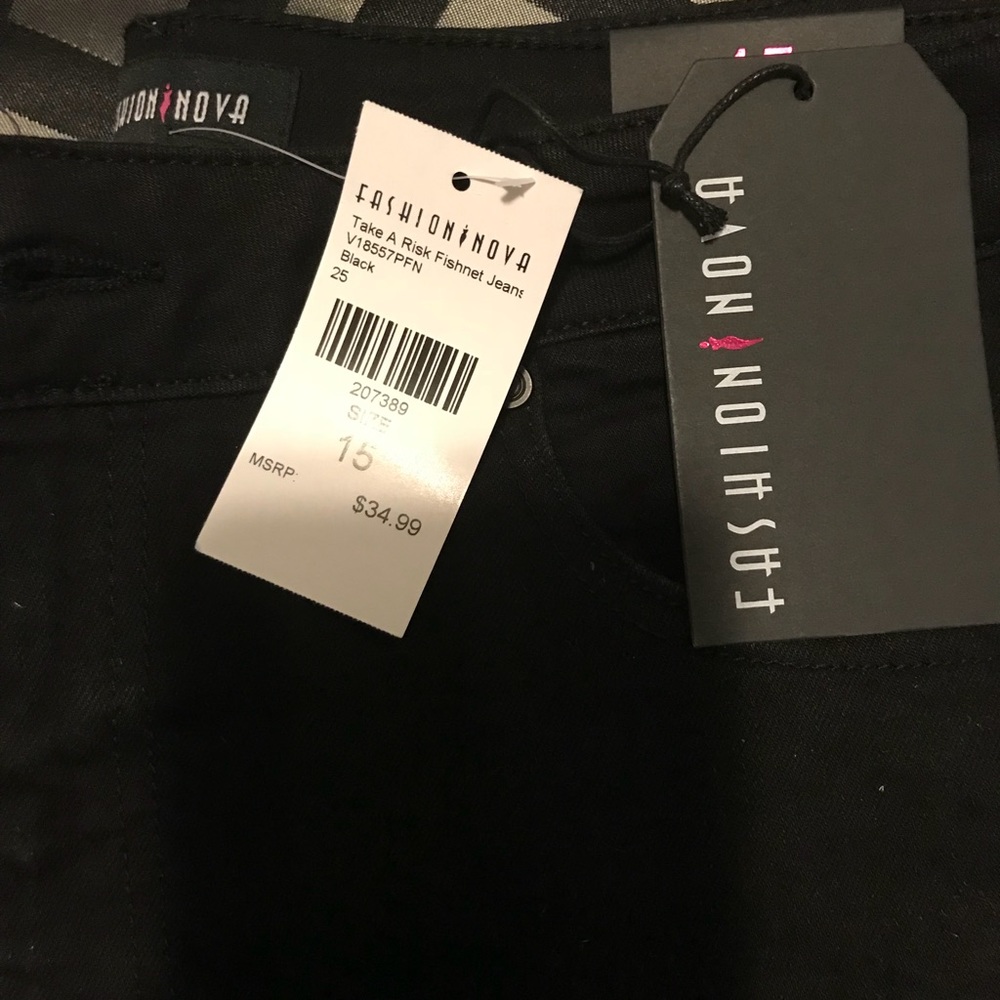 Fashion Nova Take a risk Fishnet Jeans size 15